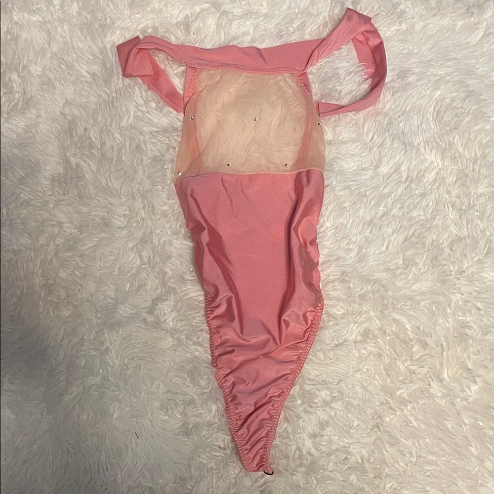 Pink sheer sparkly bodysuit